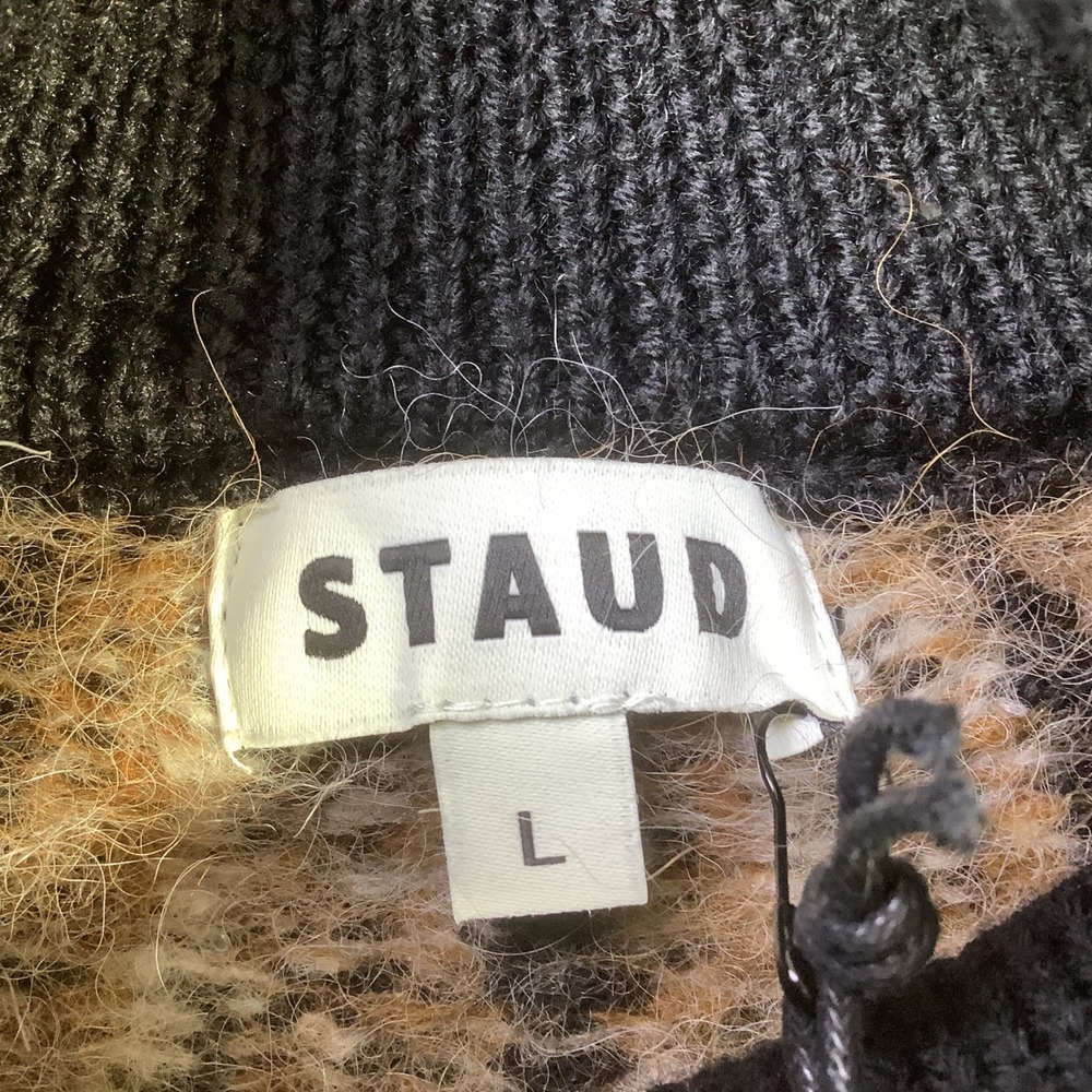 STAUD Liza Sweater Dress Zermatt Black Fair Isle Wool Alpaca Size L NWT - Picture 6 of 10